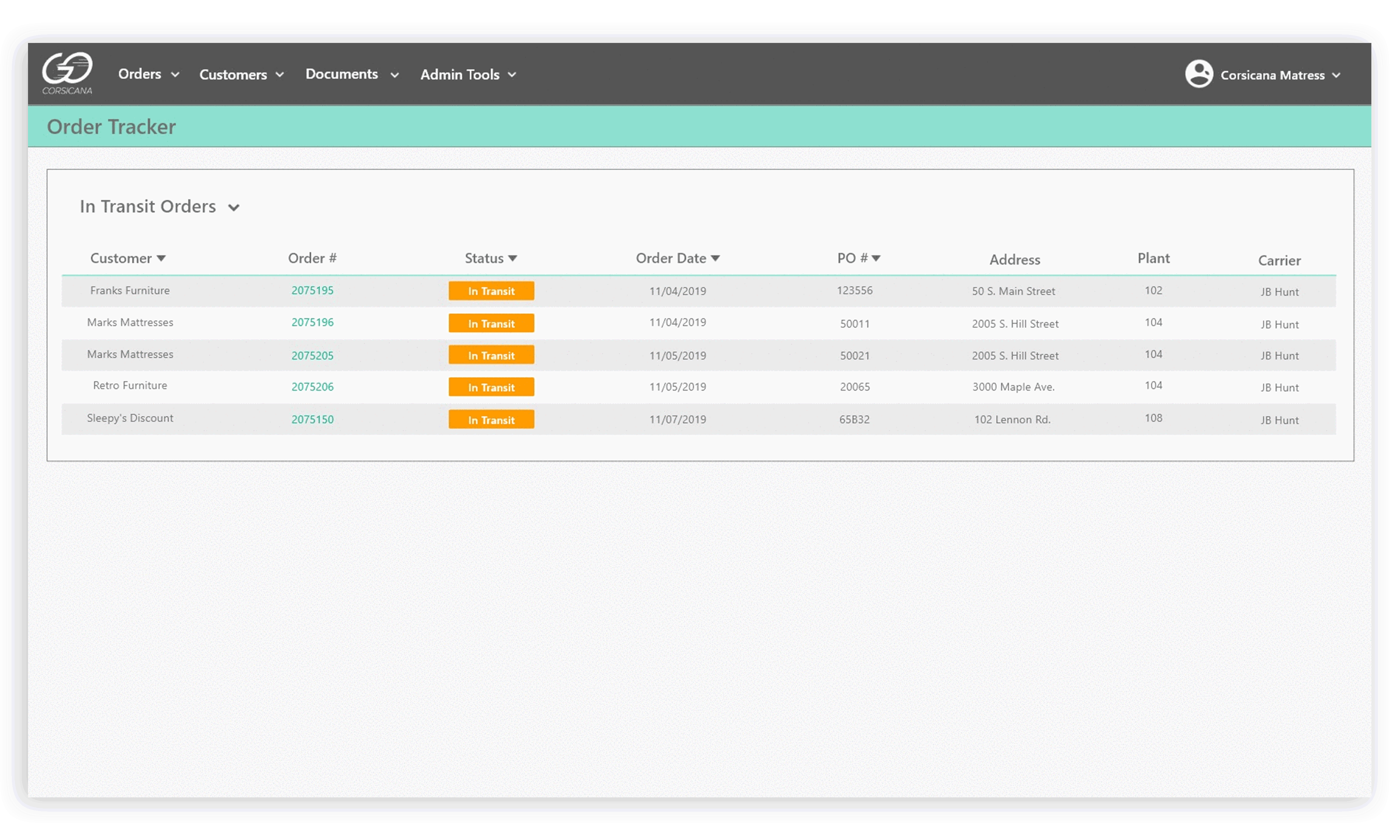 Gif of future order tracker view for sales reps